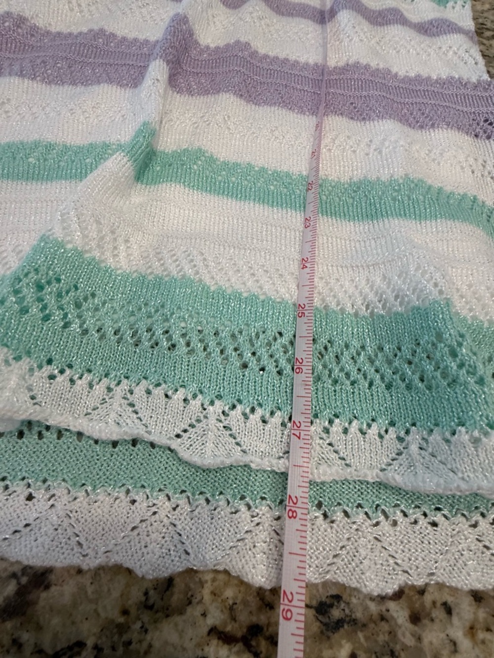Alfred Dunner crochet knit sweater beaded pastel stripes SZ 1X - Picture 9 of 11